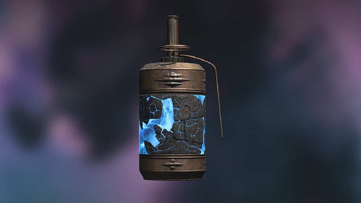 A player checks out the blue variant of the Thermobaric grenade.