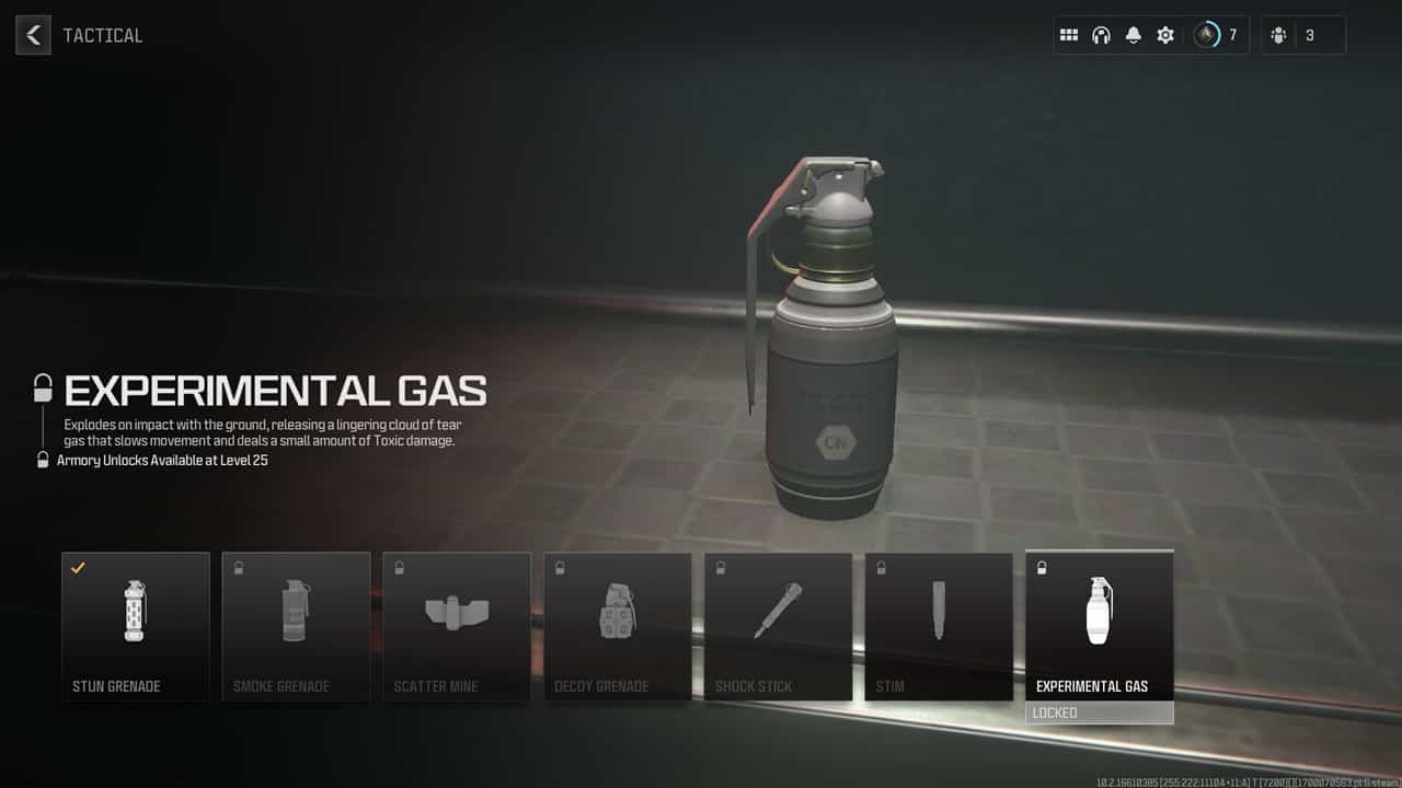 A screenshot of an experimental gas grenade in MW3 Zombies. Image taken by VideoGamer.