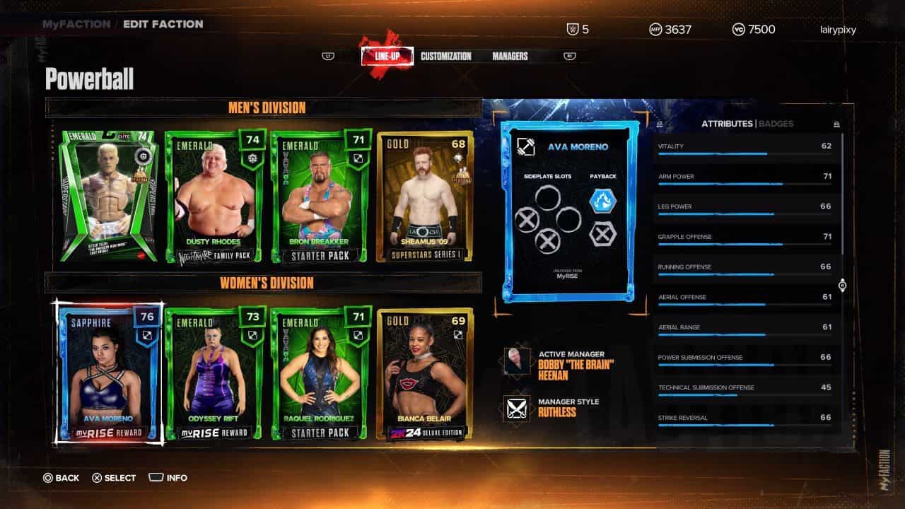 An image of MyFACTION characters in WWE 2k24. Image captured by VideoGamer.
