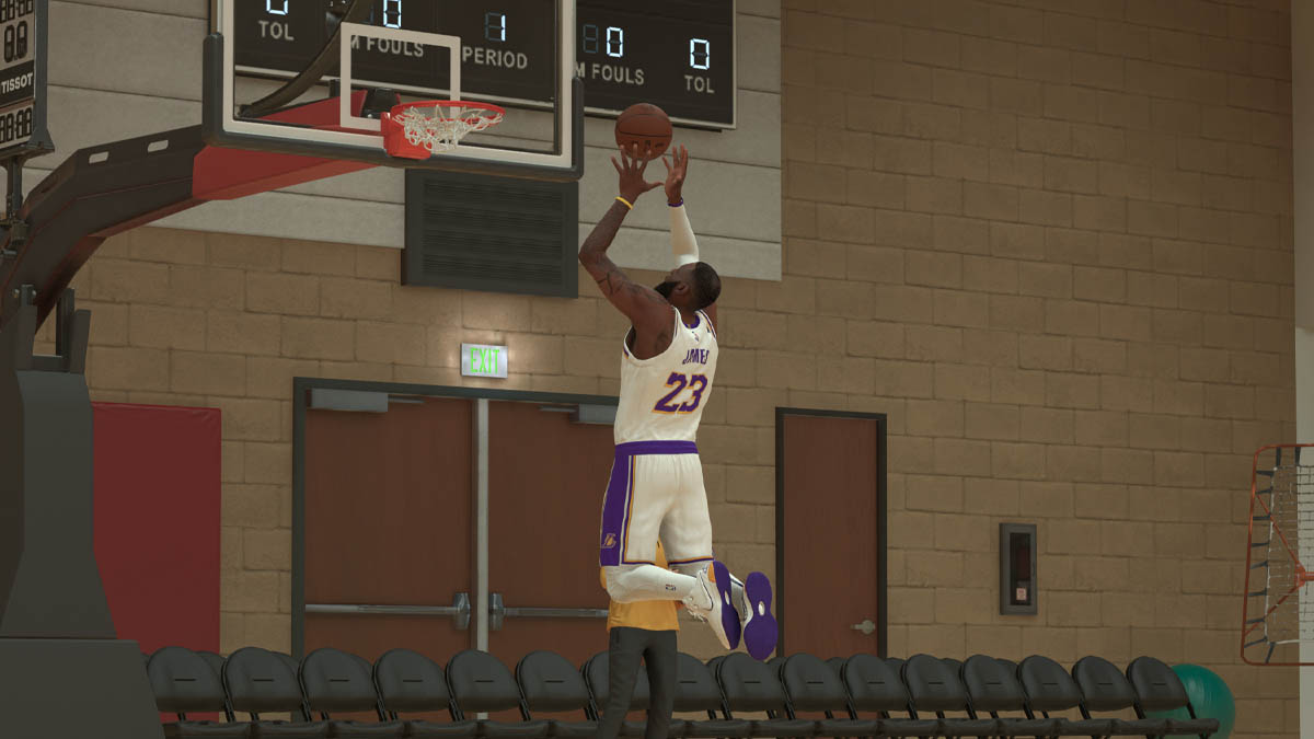 LeBron James throwing a self alley-oop in NBA 2K25