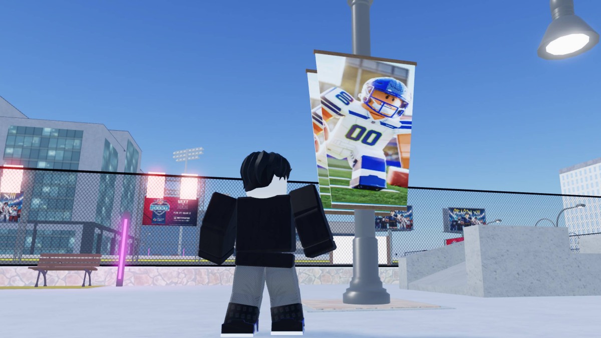NFL Universe Football codes: player in front of a banner.