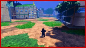 Image from the Roblox game Ninja Time showing the main character in the elemental village.