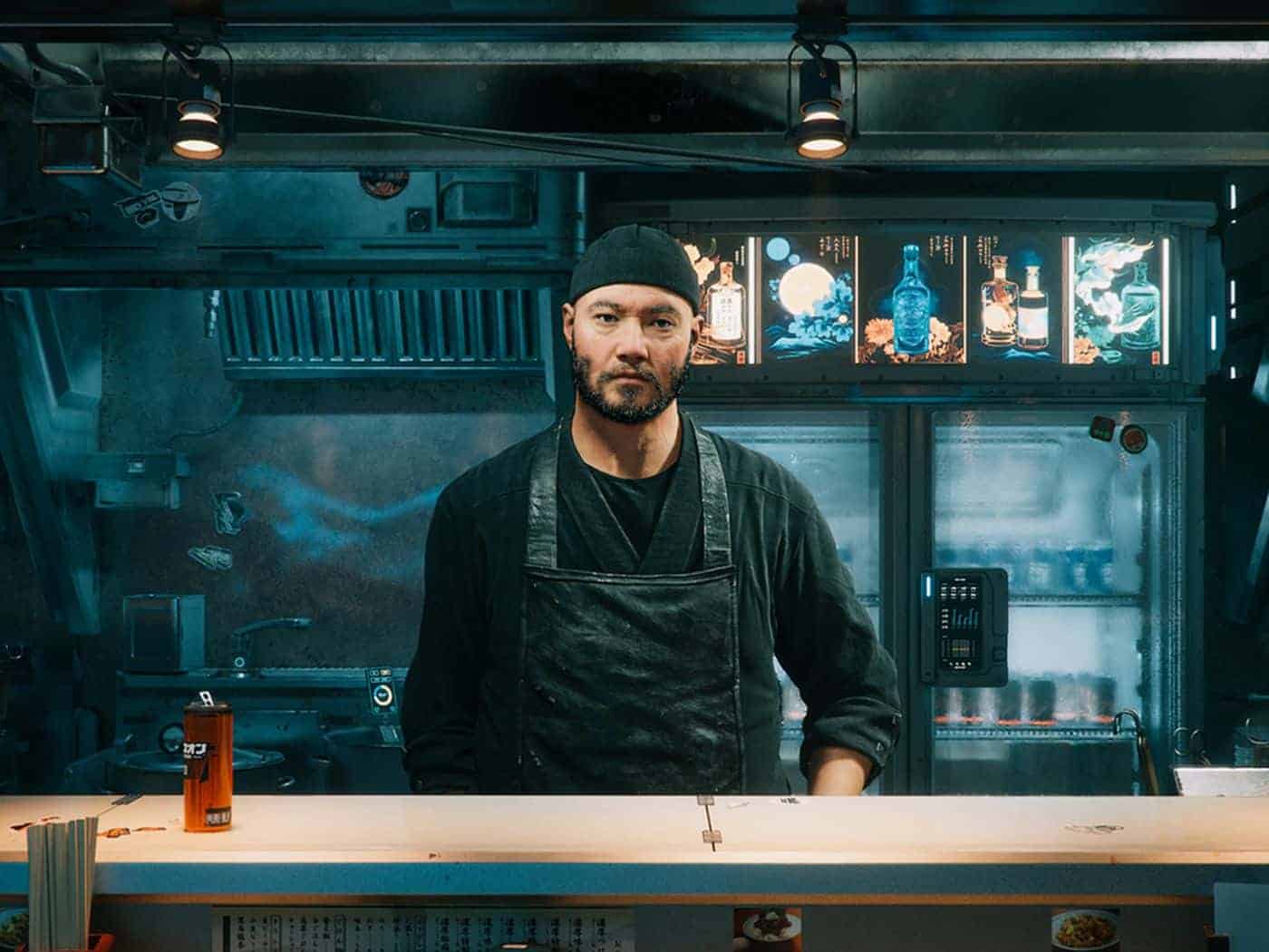 screenshot from nvidia ace for games demo showing jin in his ramen shop