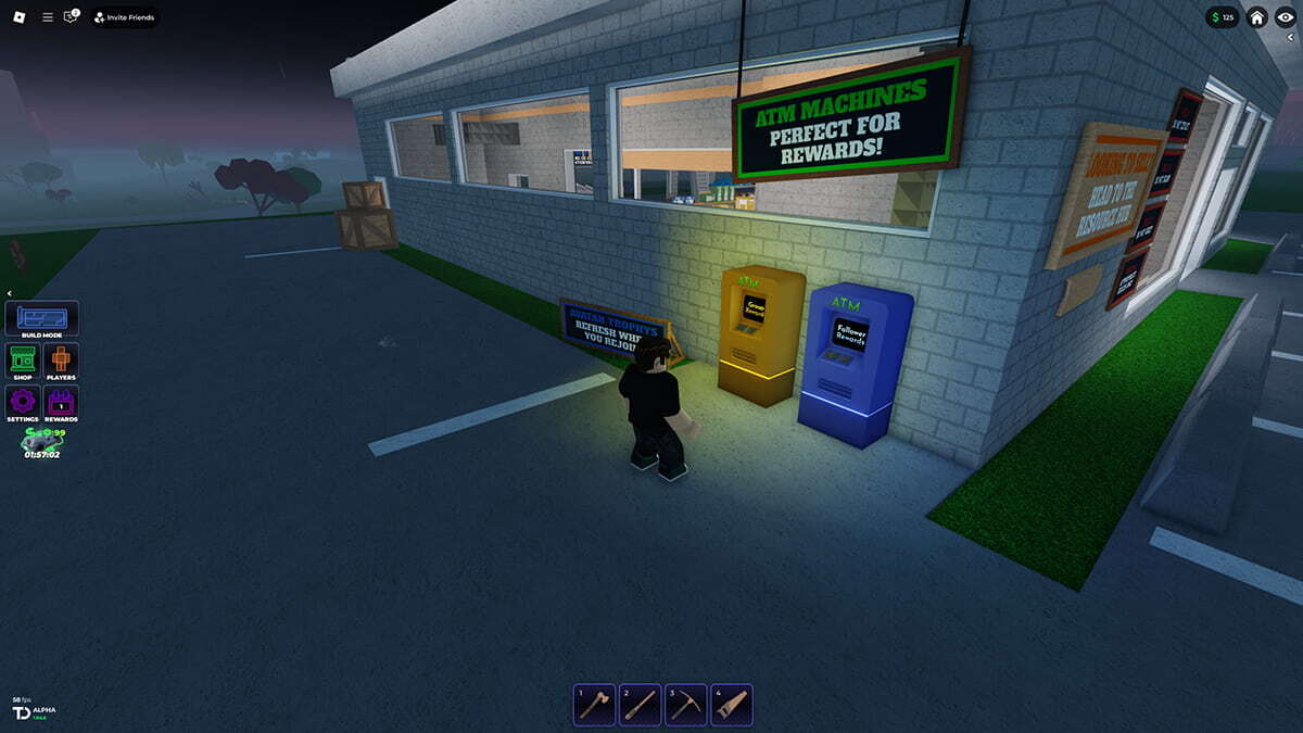 Oaklands player standing in front of ATM machines.