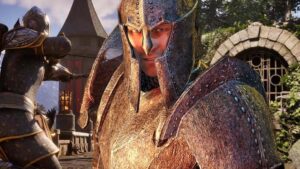 Elder Scrolls IV Oblivion knight on top of remastered screenshots