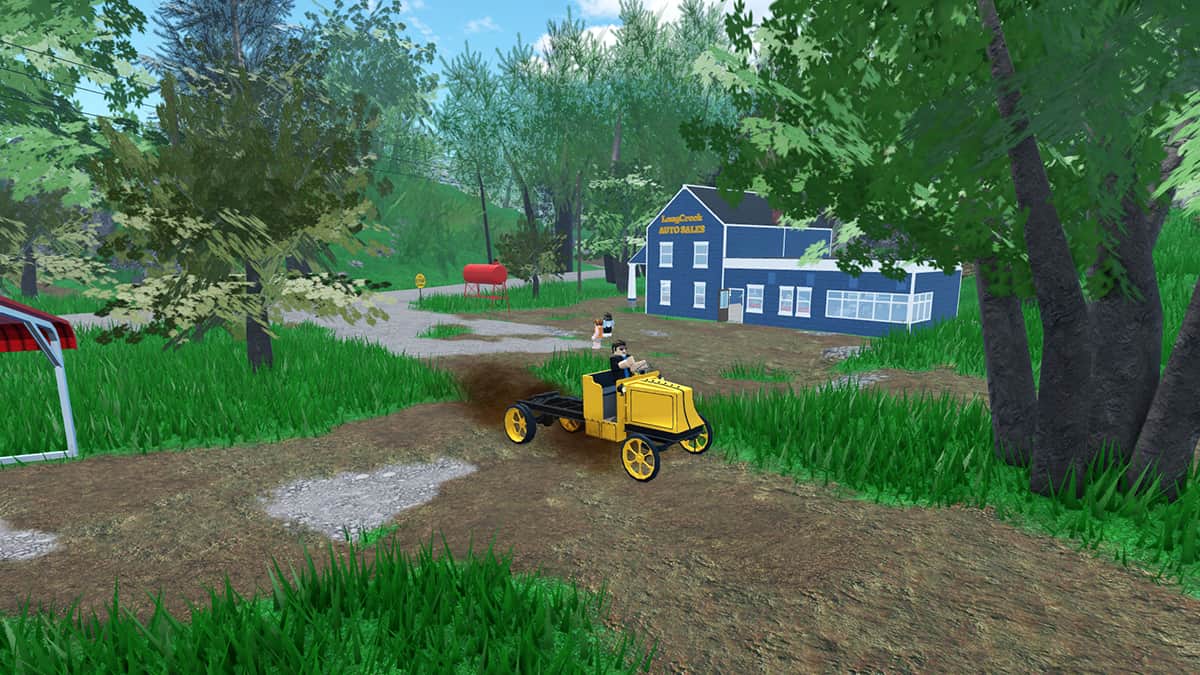 Image of the player driving a yellow vehicle in Off-Roading Epic on Roblox.