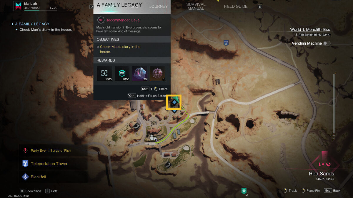 Once Human A Family Legacy: map.
