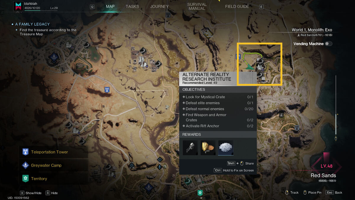 Once Human A Family Legacy: research facility on the map.