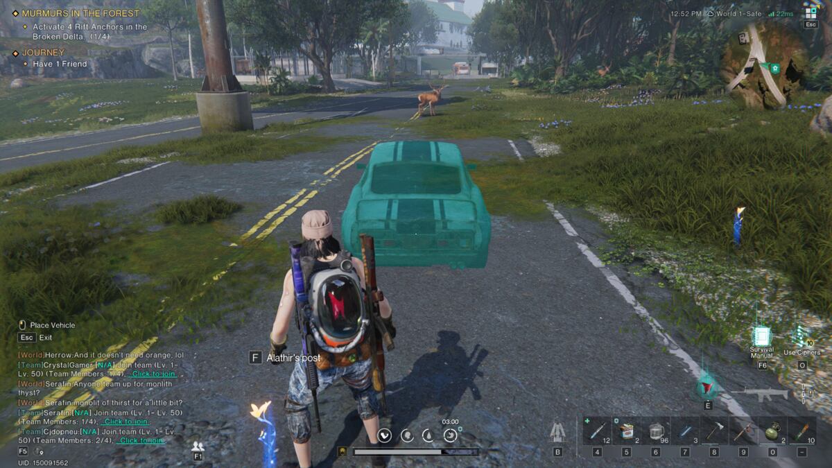 Once Human how to get a car: meta-human summoning a car.
