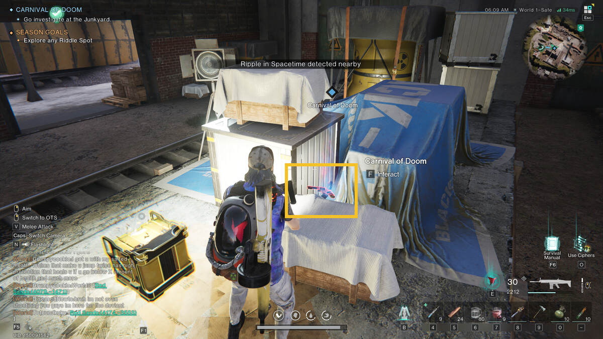 Once Human Carnival of Doom: quest start location.