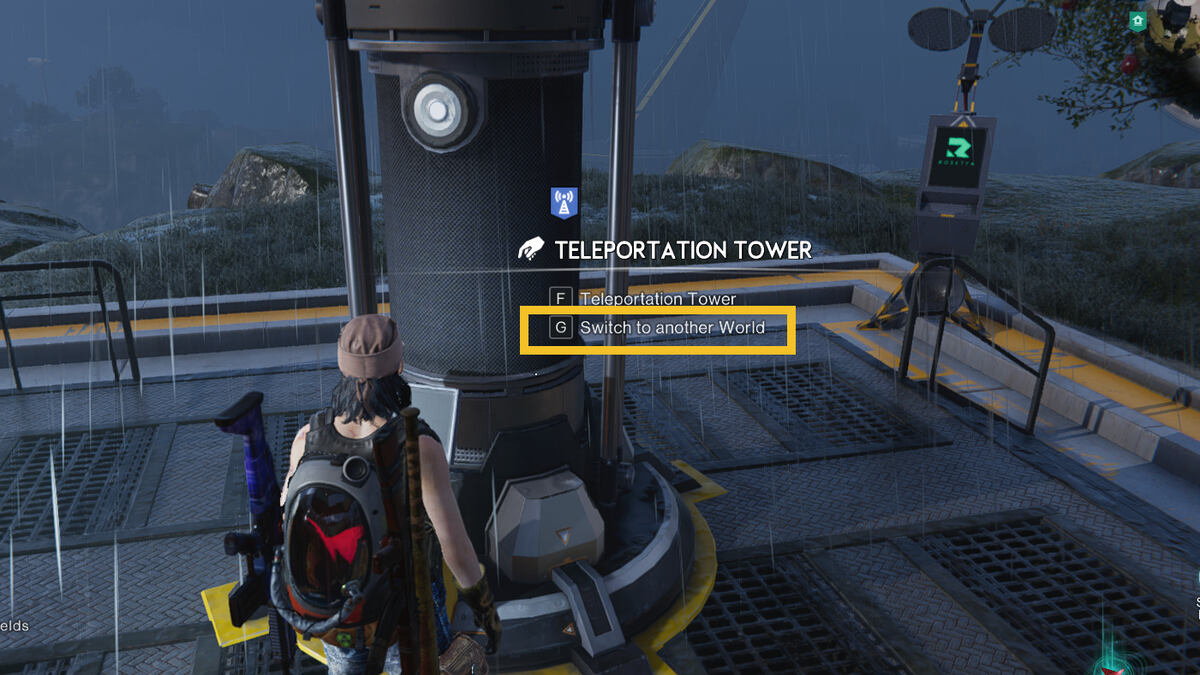 Once Human how to change world: meta-human near a teleportation tower.