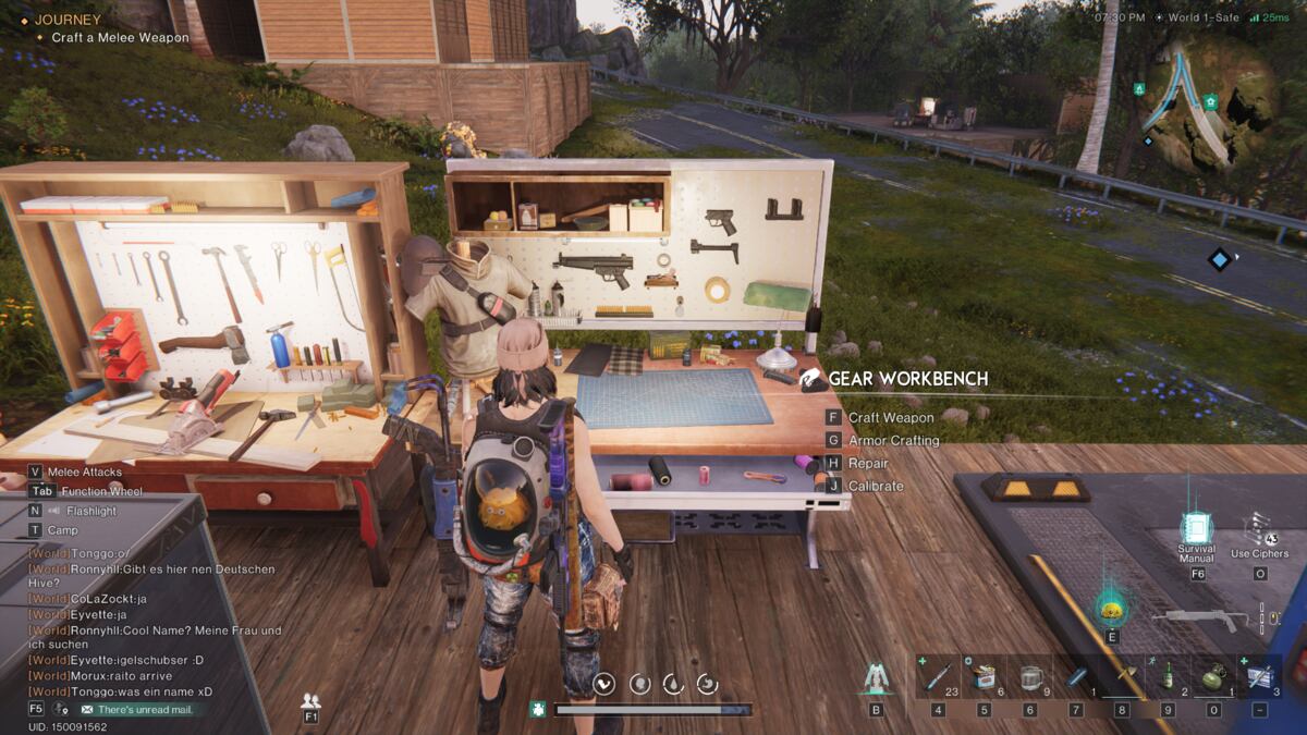 Once Human craft guns: meta-human by a Gear Workbench.