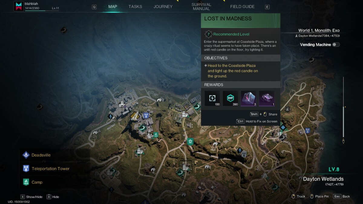 Once Human Cultist Treasure Map: map denoting Coastside Plaza.