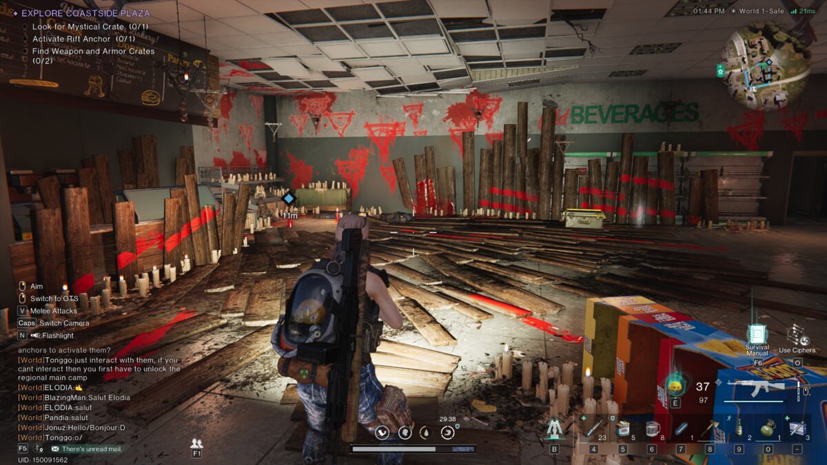 Once Human Cultist Treasure Map: meta-human exploring Coastside Plaza.