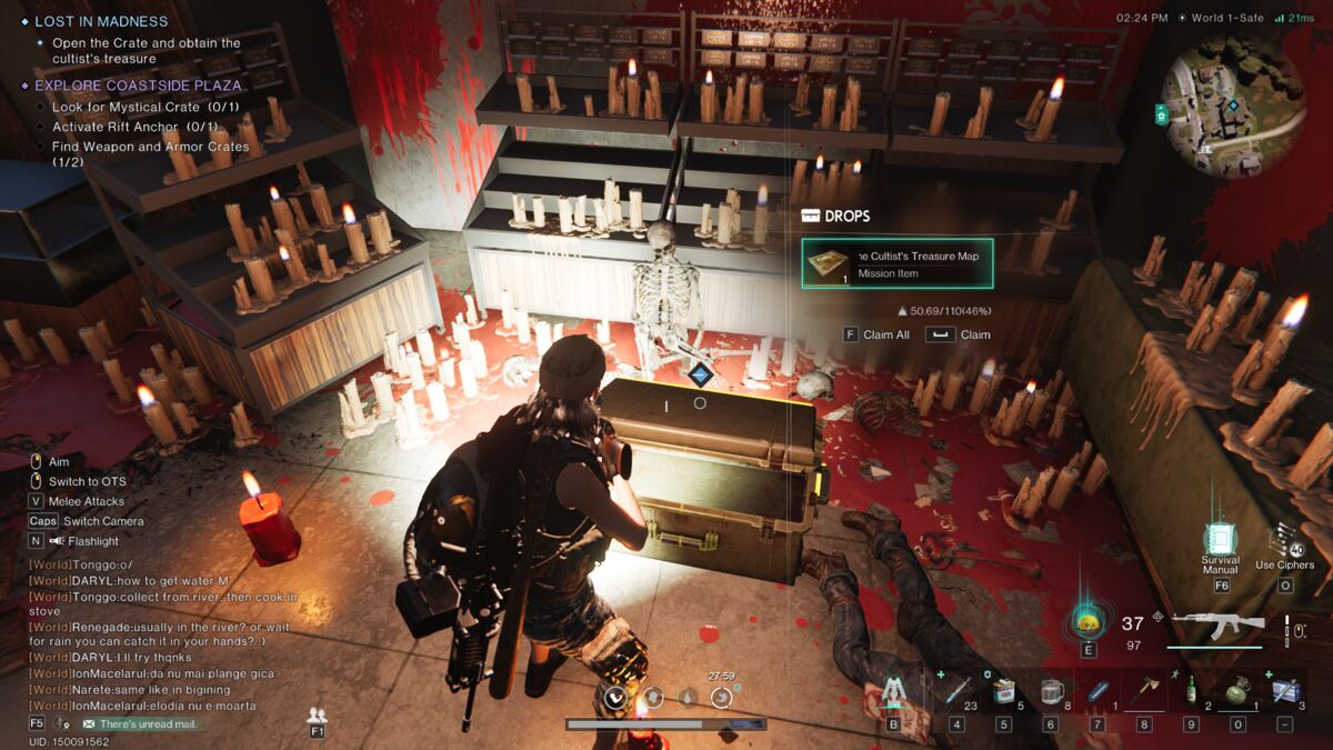 Once Human Cultist Treasure Map: meta-human exploring Coastside Plaza.