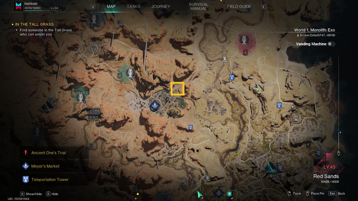 Once Human Devious Painting locations: annotated map.