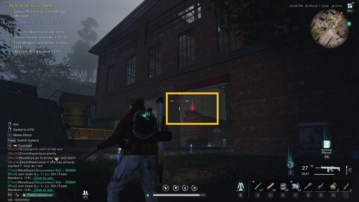 Once Human Eastern Railway Junction Mystical Crate: meta-human exploring a train yard.