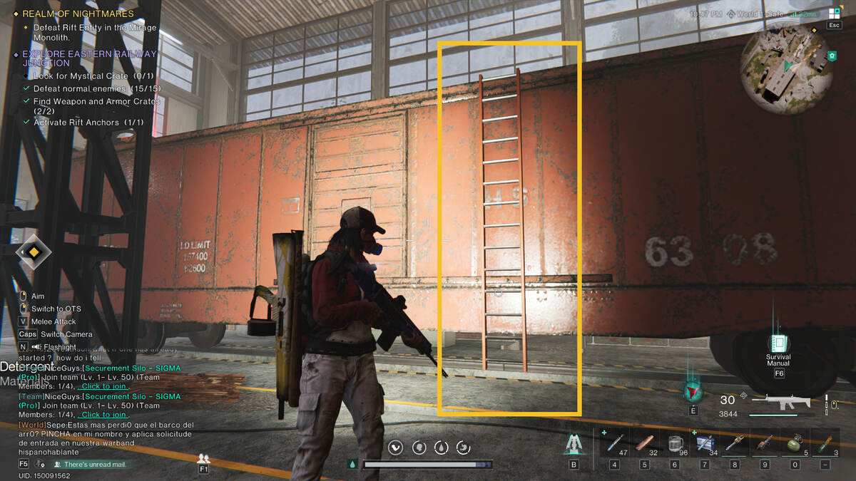 Once Human Eastern Railway Junction Mystical Crate: meta-human exploring a train yard.
