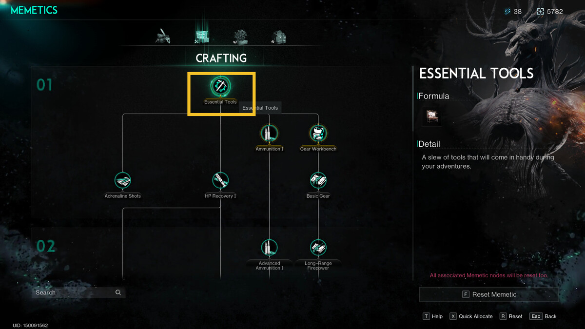 Once Human how to fish: in-game menu.
