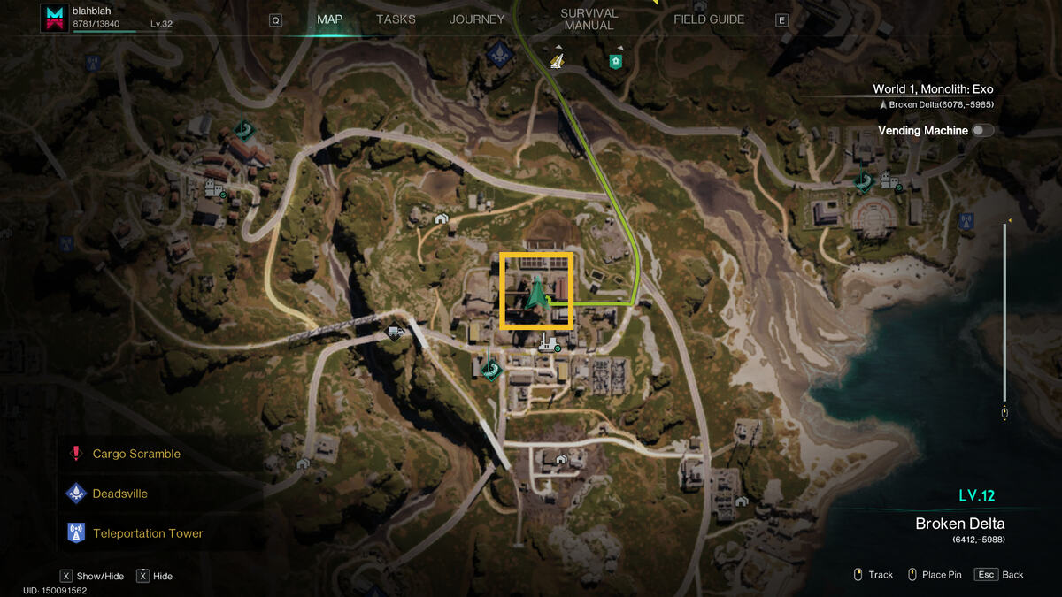 Once Human Flame Essence: meta-human exploring a chemical plant.