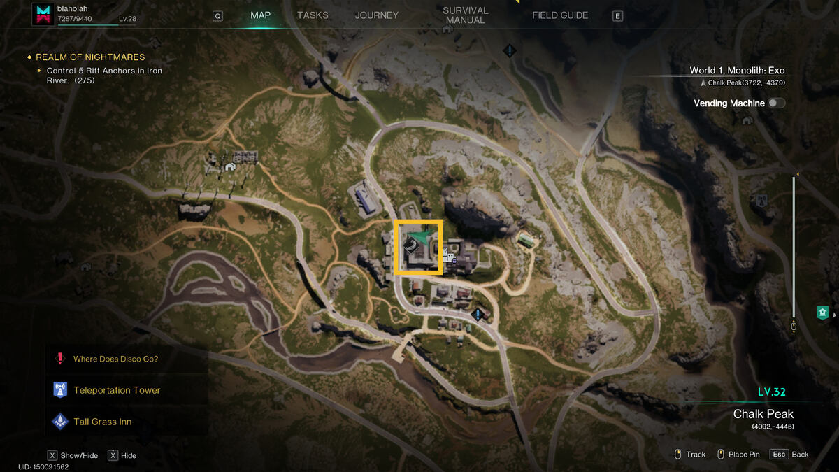 Once Human Holt Town Mystical Crate: Holt Town on the map.