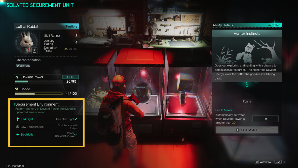 Once Human Lethal Rabbit: Lethal Rabbit inside an Isolate Securement Unit.