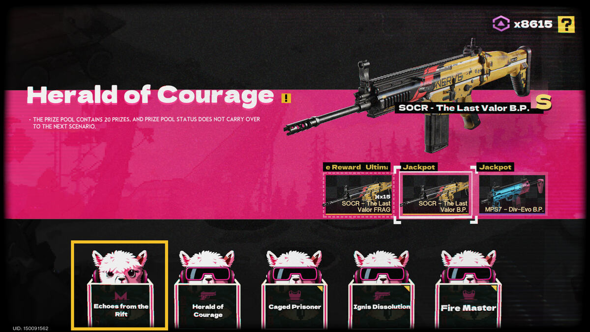 Once Human Lonewolf set: Wish Machine gacha menu.