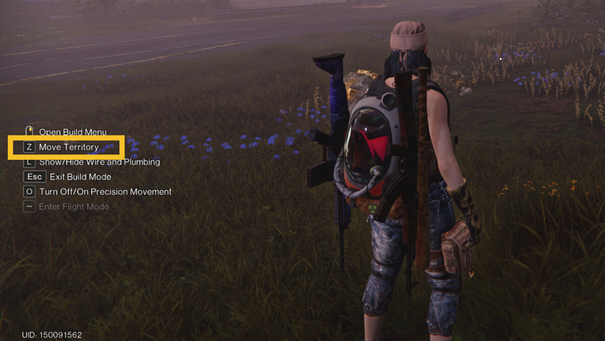 Once Human how to move Territory: meta-human in the build menu.