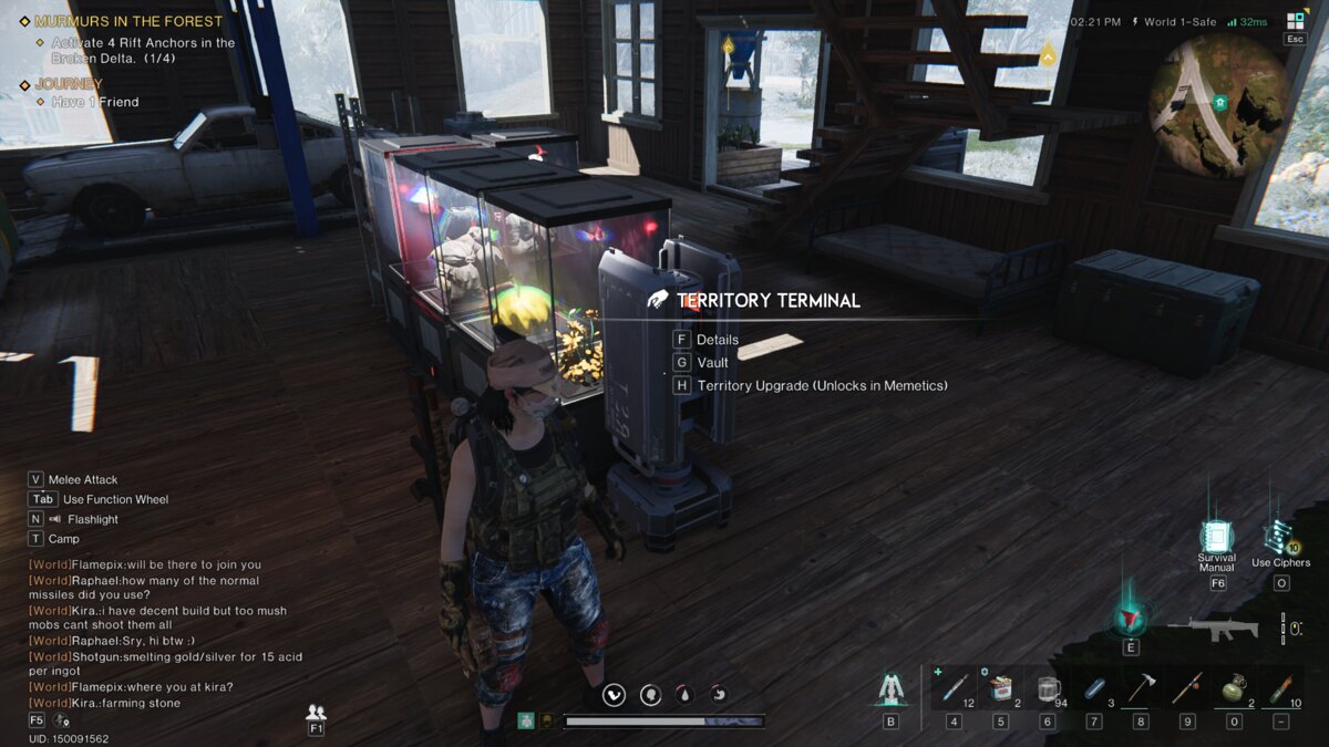 Once Human how to move Territory: meta-human in a base near a terminal.
