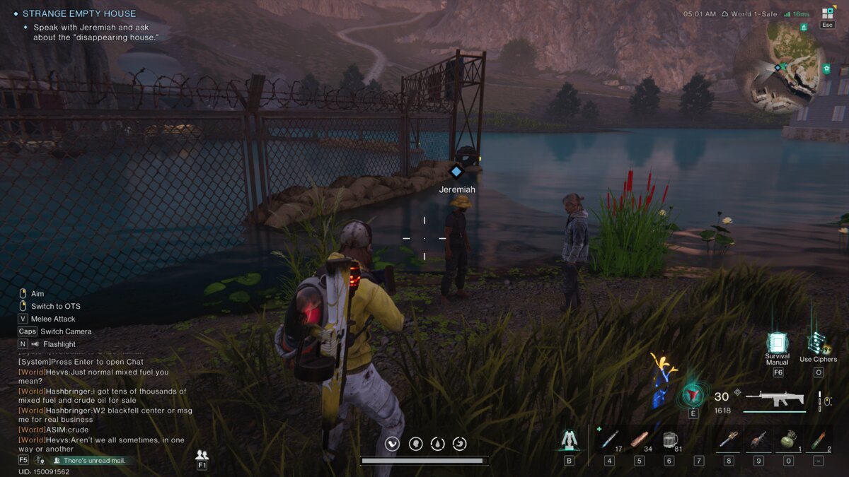 Once Human Strange Empty House quest locations: Jeremiah near Tall Grass Inn.