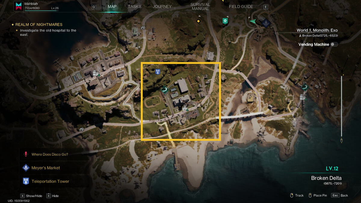 Once Human Sunbury Middle School code: middle school highlighted on the map.