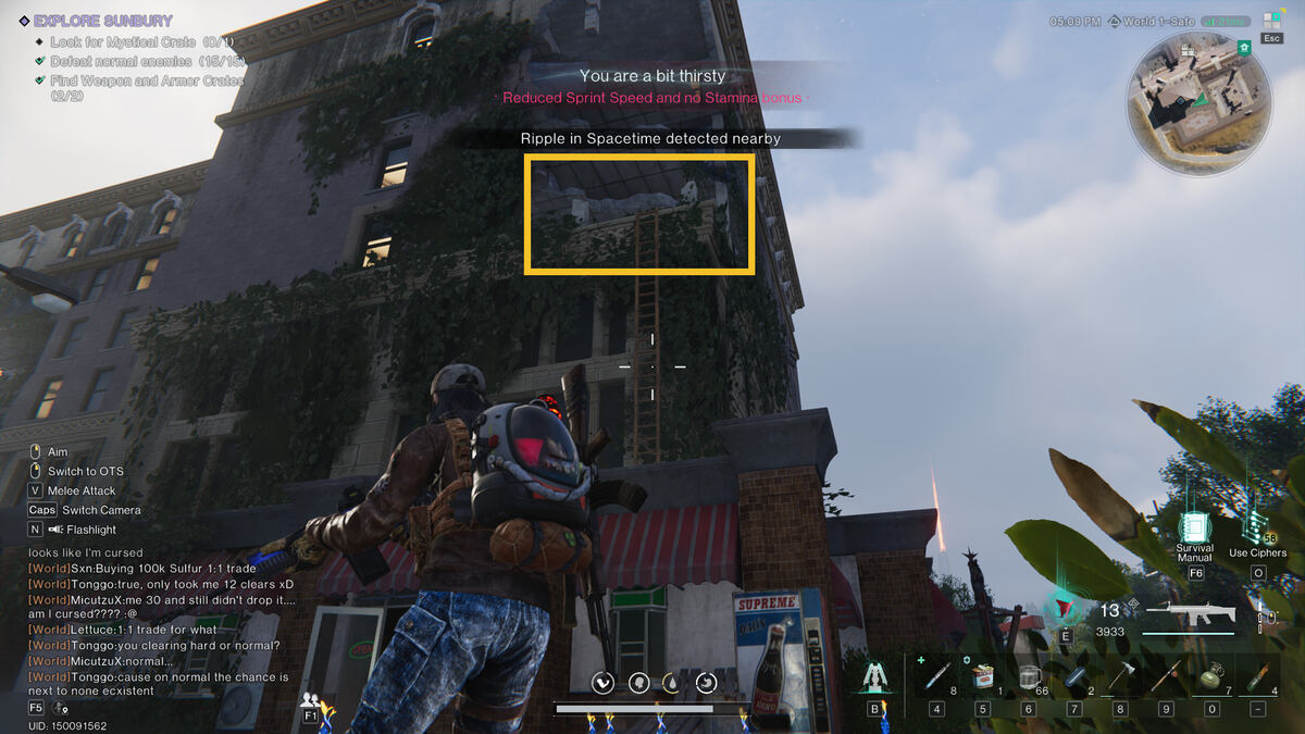 Once Human Subury Mystical Crate: meta-human near a building with a ladder.