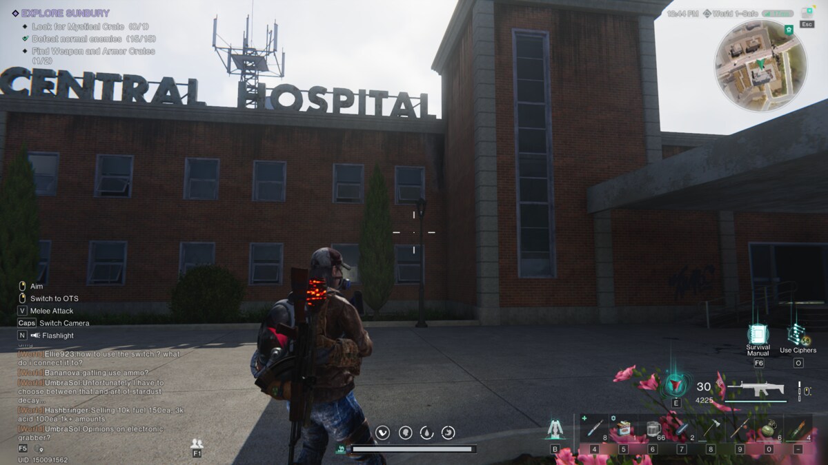 Once Human Subury Mystical Crate: meta-human in front of a hospital.