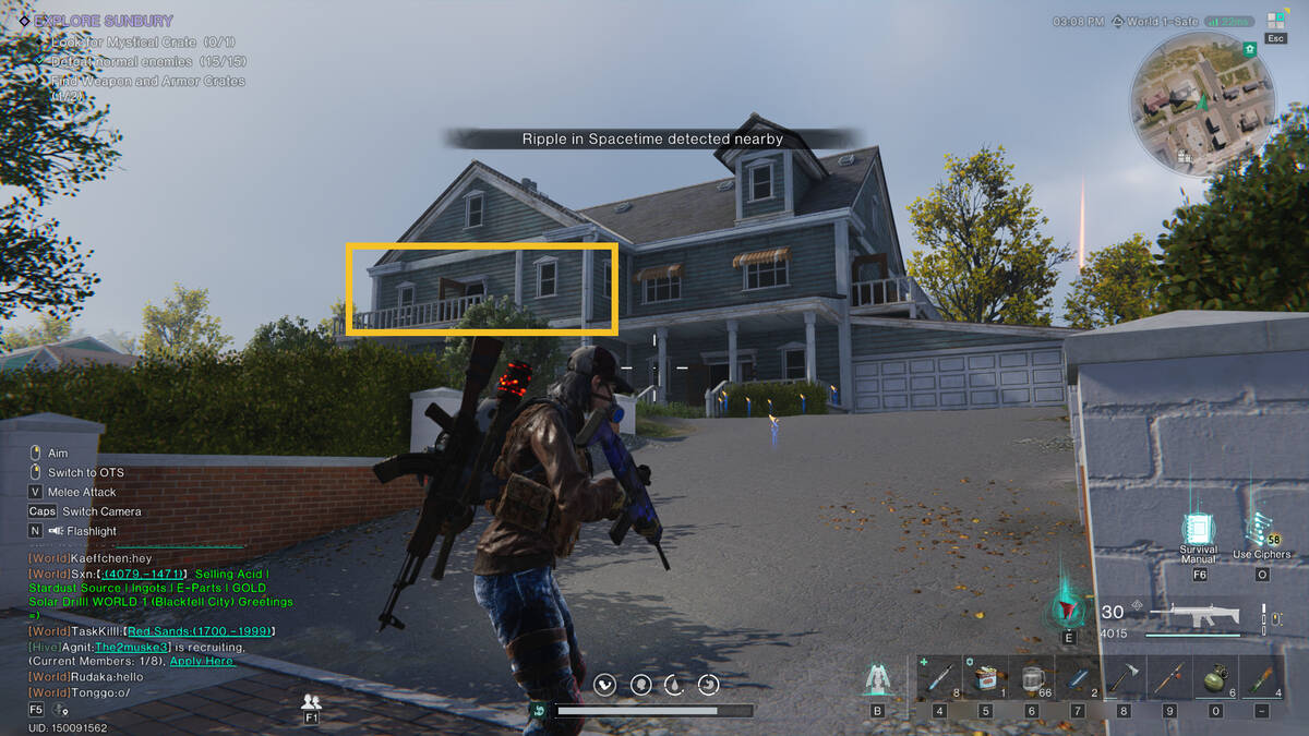 Once Human Subury Mystical Crate: meta-human standing near a house.