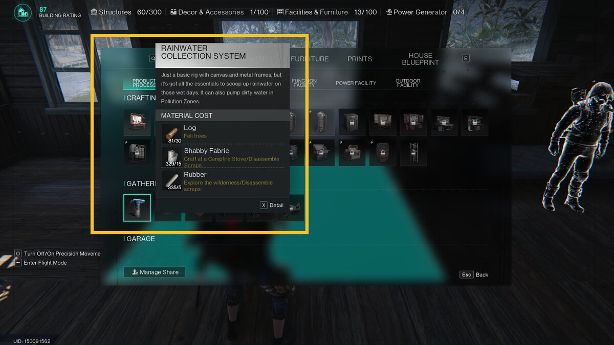 Once Human how to get drinking water: Rainwater Collection System in build menu.
