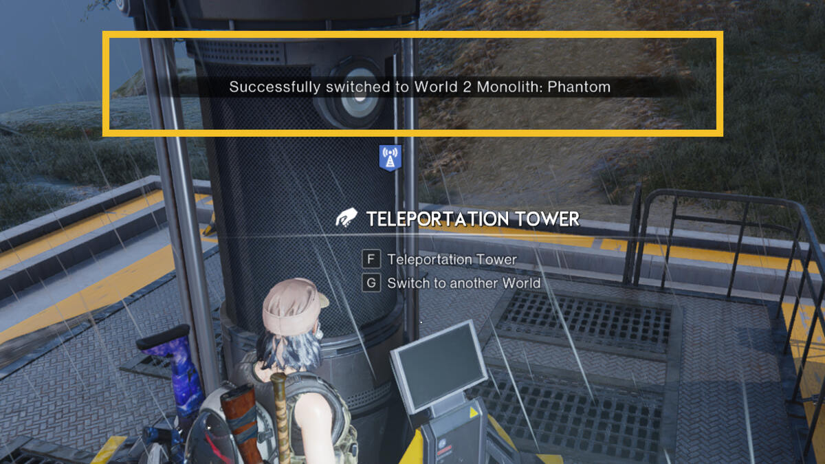 Once Human how to change world: meta-human near a teleportation tower.