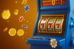 Online casino spelautomat i blått och gult