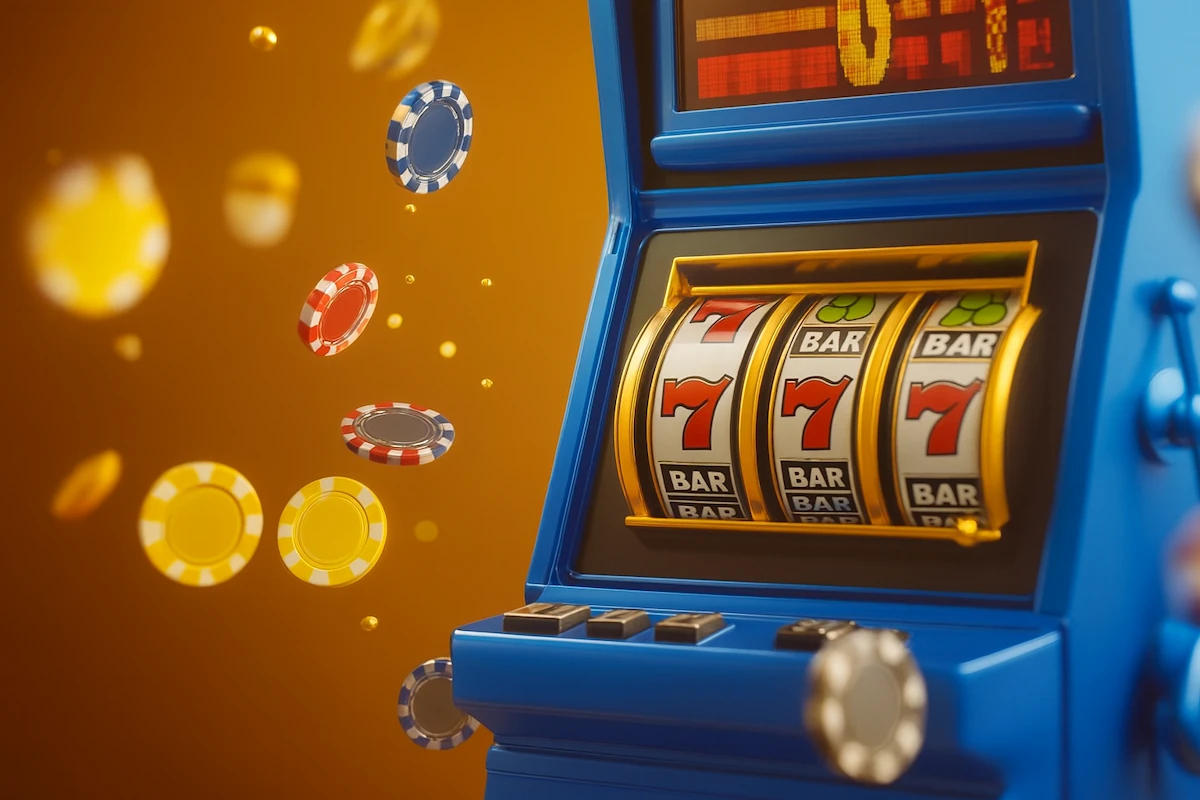 Online casino spelautomat i blått och gult