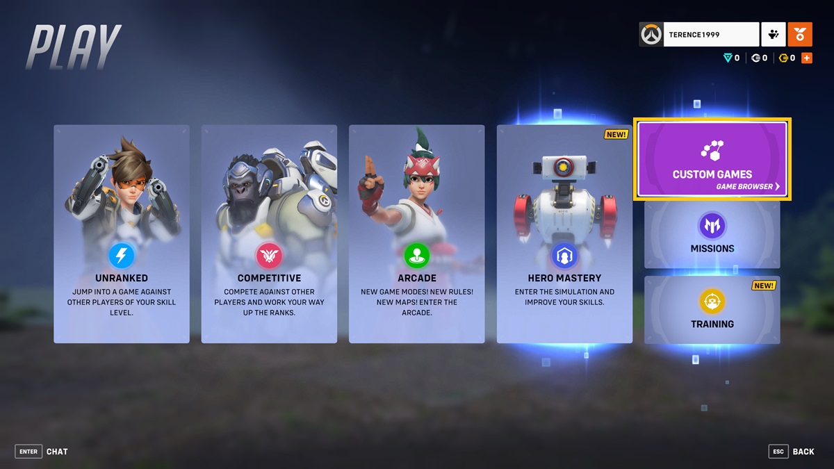 Custom game option in Overwatch 2.