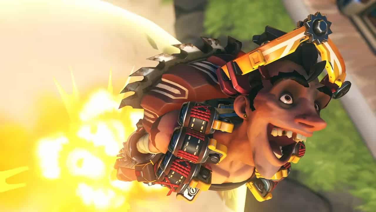 Junkrat being launched from an explosion in Overwatch 2.