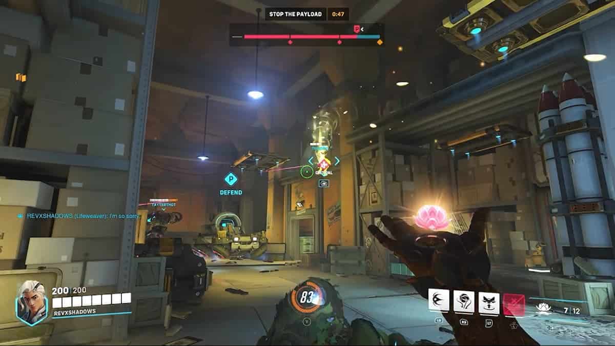 Lifeweaver casting ability in Overwatch 2.
