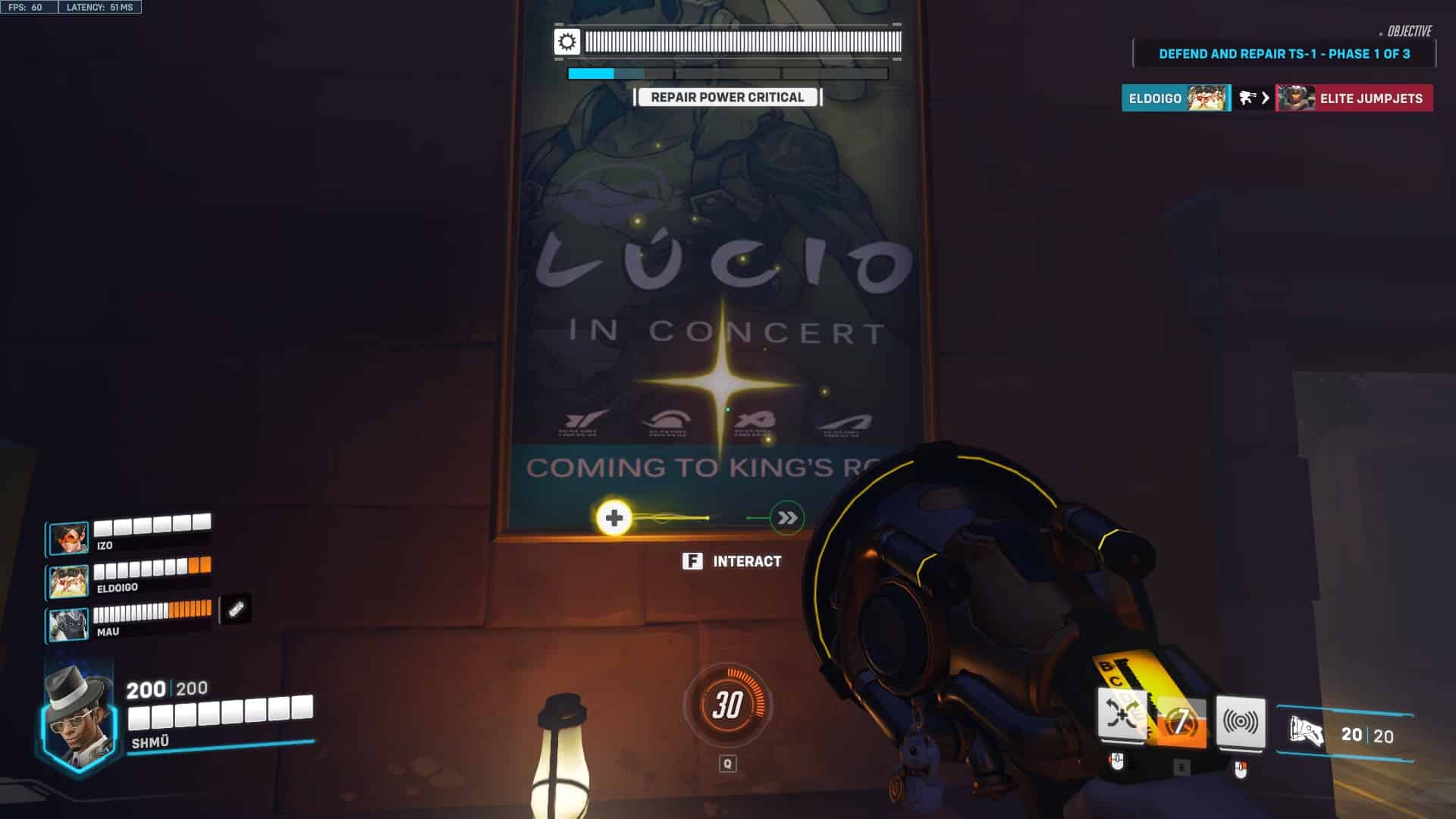 Overwatch 2 Underworld Lore Hunter: The location of the Lucio concert poster interactable.