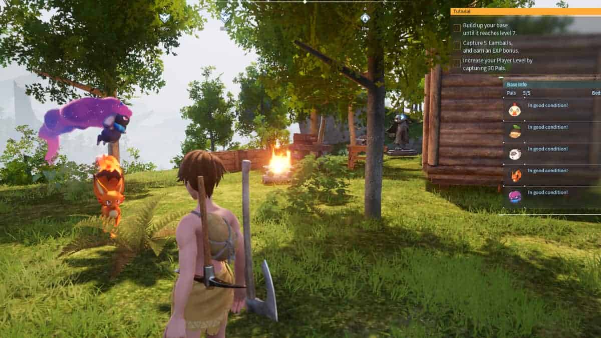 Palworld players praise developers after seeing a screenshot of a video game featuring a girl amidst fire.