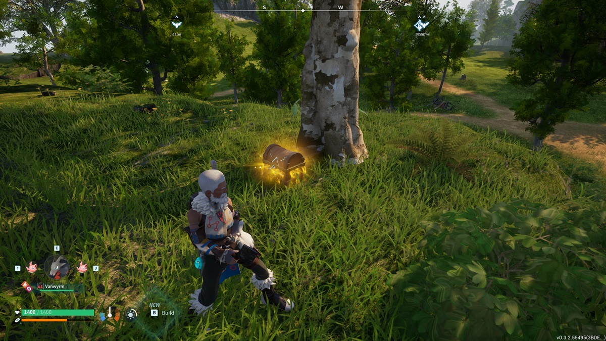 A player checks a Chest in Palworld.