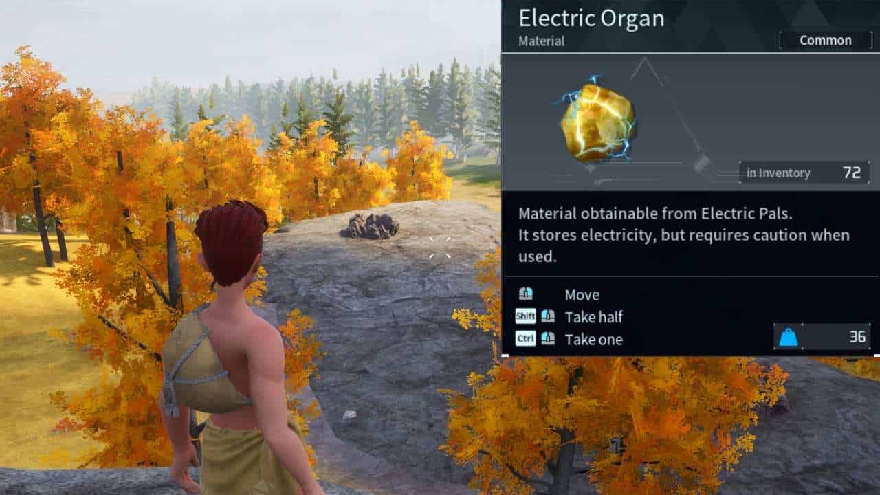 An Electric Organ material in a player's possession in Palworld