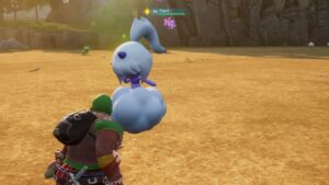 Palworld how to get Dazzi pals: player pets a dazzi.