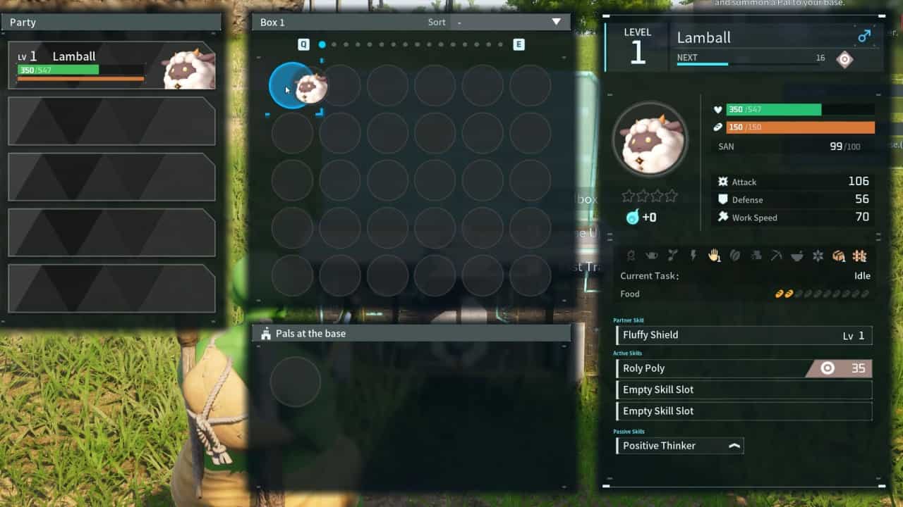 A screenshot of a game screen showcasing heal Pals in Palworld alongside various items.