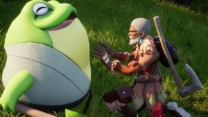 A player interacts with a Pal in Palworld.