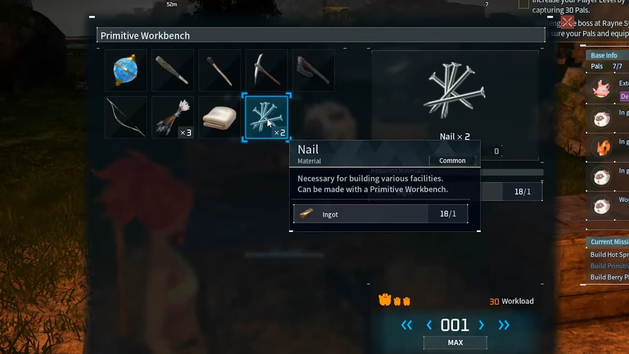 Palworld how to unlock and craft Nails – best farming method for Nails
