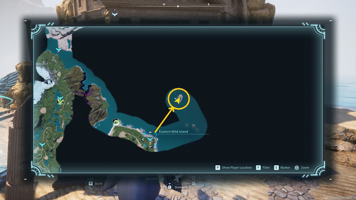 A map that shows the PvP arena and how to get there in Palworld.